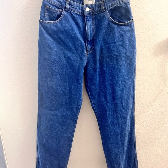 ALOHAS Womens M Deep Blue Relaxed Fit Leg High Rise Denim Dark Wash Jeans - Picture 2 of 8